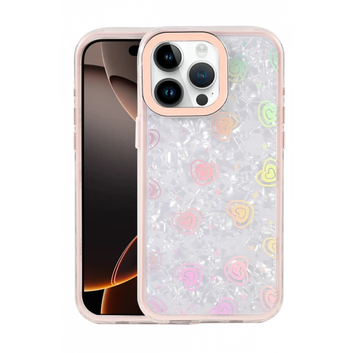 HarmonyAura Apple iPhone 16 Pro Max Lumi Desenli Kapak - Pembe