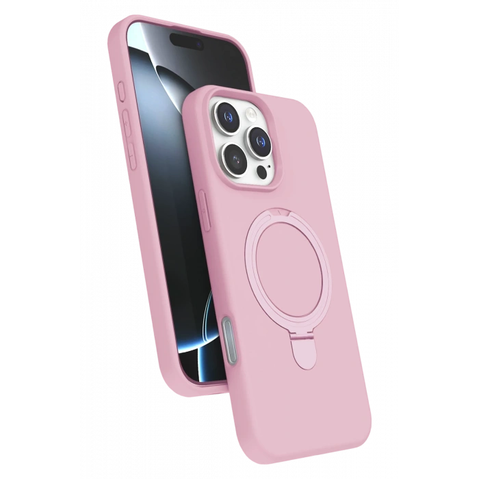 HarmonyAura Apple iPhone 16 Pro Max Regal Magsafe Standlı Kapak - Açık Pembe