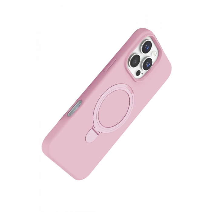 HarmonyAura Apple iPhone 16 Pro Max Regal Magsafe Standlı Kapak - Açık Pembe