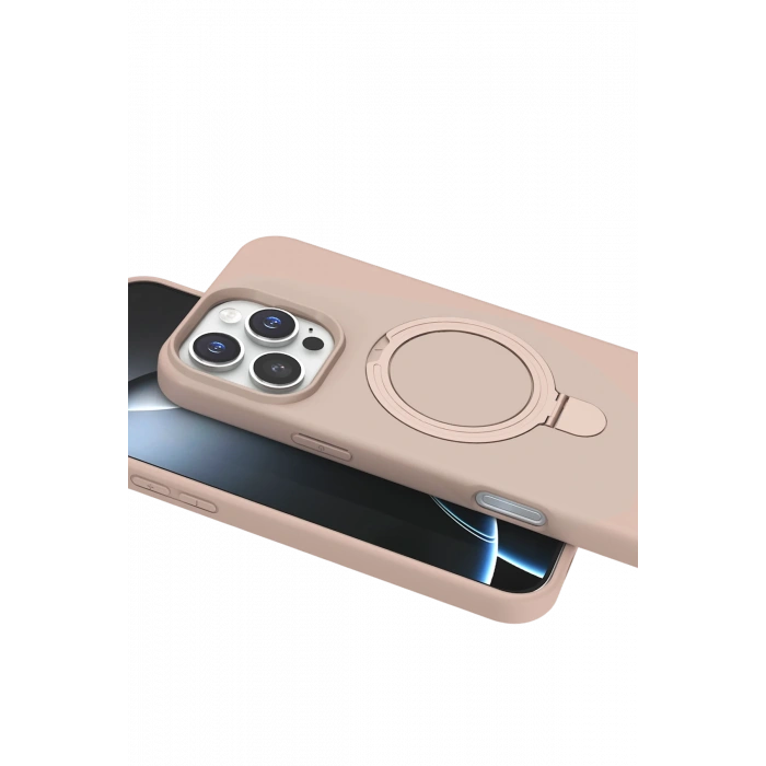 HarmonyAura Apple iPhone 16 Pro Max Regal Magsafe Standlı Kapak - Çöl Titanyum