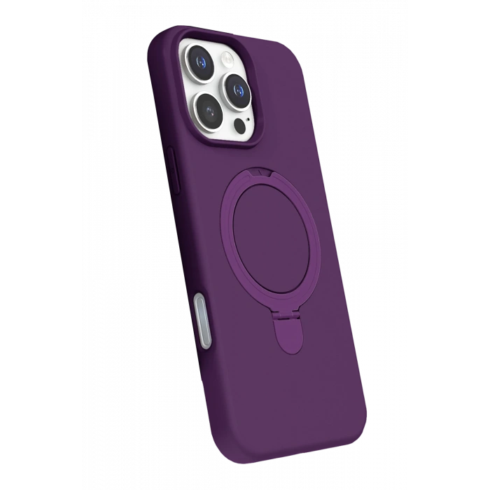 HarmonyAura Apple iPhone 16 Pro Max Regal Magsafe Standlı Kapak - Derin Mor