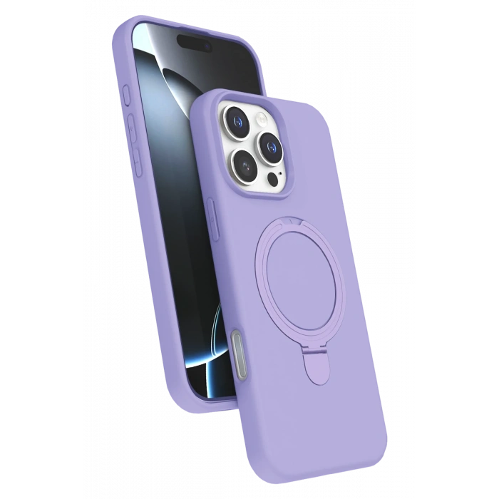 HarmonyAura Apple iPhone 16 Pro Max Regal Magsafe Standlı Kapak - Lila