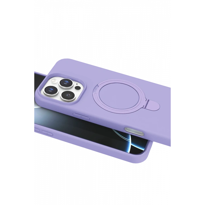 HarmonyAura Apple iPhone 16 Pro Max Regal Magsafe Standlı Kapak - Lila