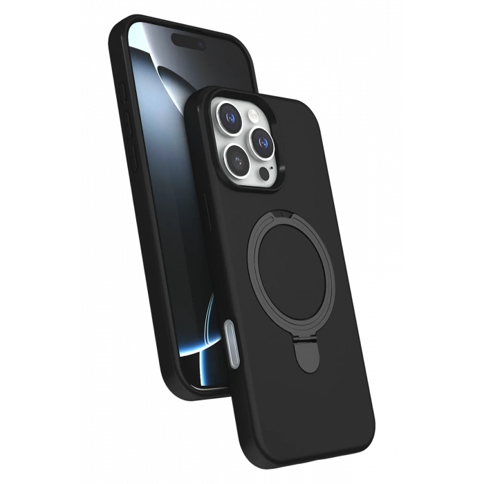 HarmonyAura Apple iPhone 16 Pro Max Regal Magsafe Standlı Kapak - Siyah