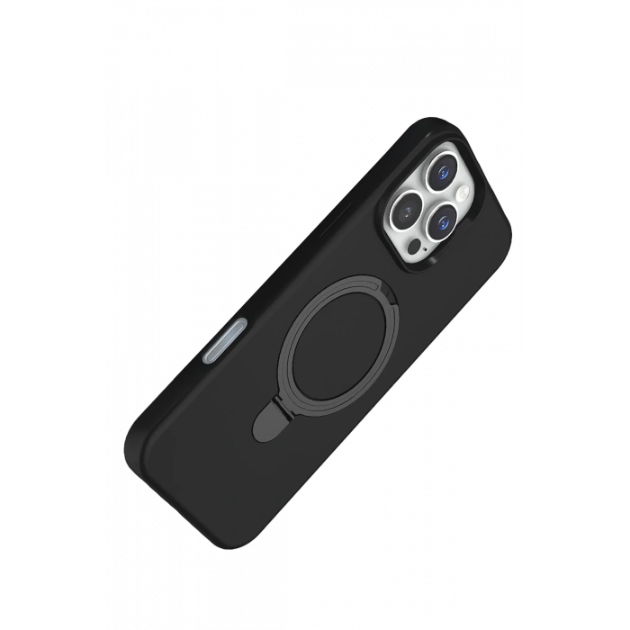 HarmonyAura Apple iPhone 16 Pro Max Regal Magsafe Standlı Kapak - Siyah