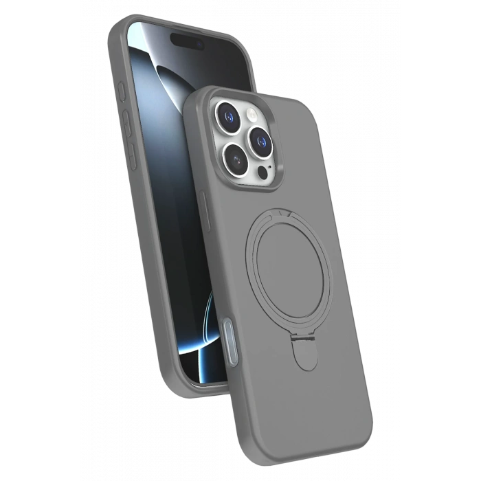 HarmonyAura Apple iPhone 16 Pro Max Regal Magsafe Standlı Kapak - Titan Gri