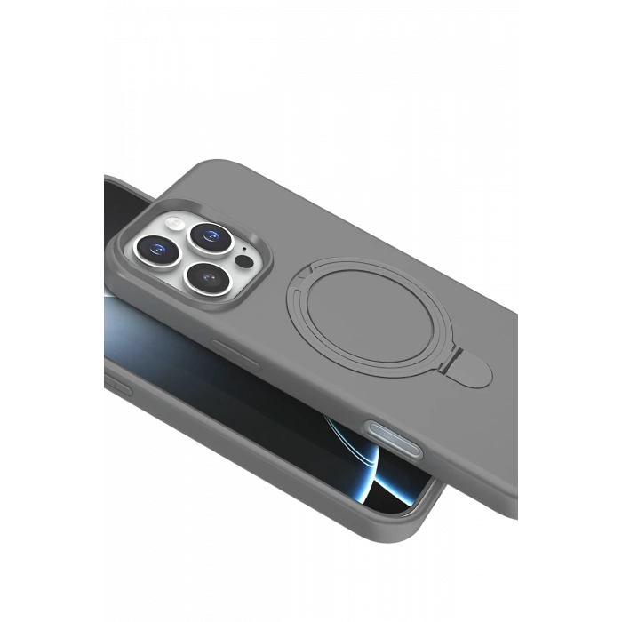 HarmonyAura Apple iPhone 16 Pro Max Regal Magsafe Standlı Kapak - Titan Gri