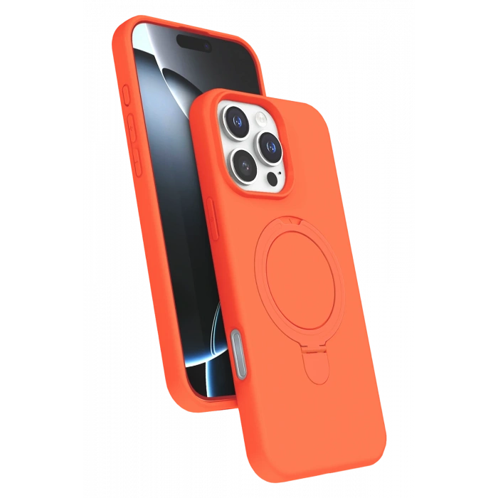 HarmonyAura Apple iPhone 16 Pro Max Regal Magsafe Standlı Kapak - Turuncu