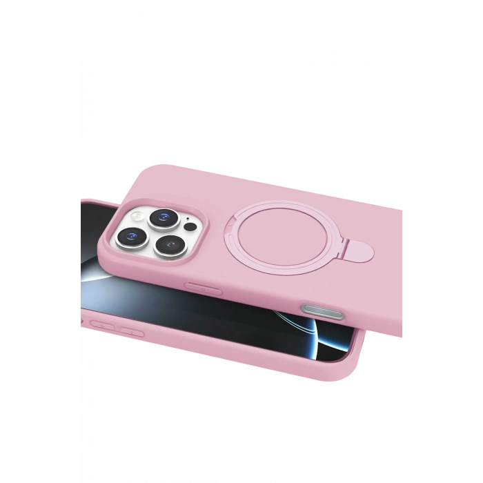 HarmonyAura Apple iPhone 16 Pro Regal Magsafe Standlı Kapak - Açık Pembe