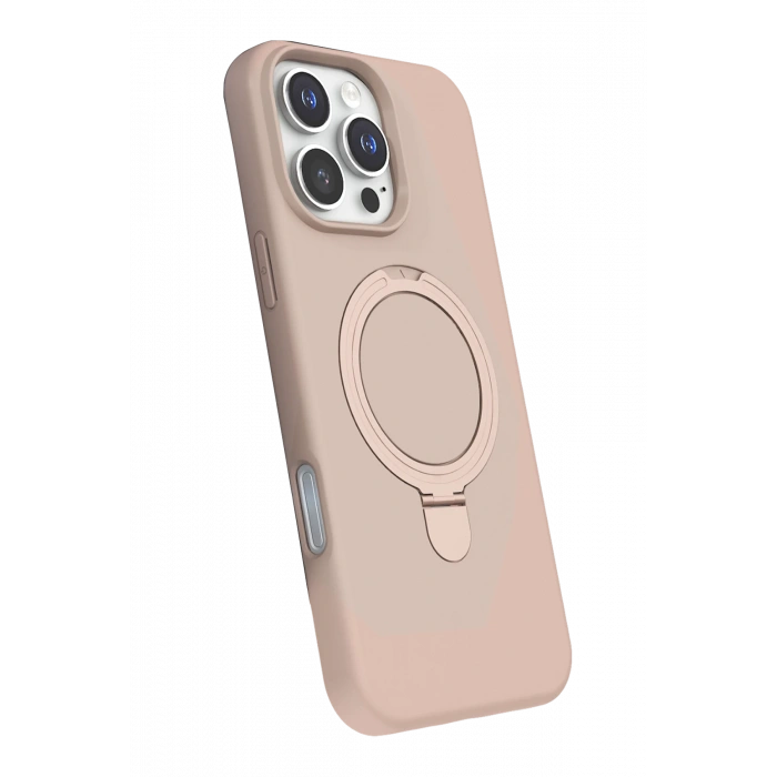 HarmonyAura Apple iPhone 16 Pro Regal Magsafe Standlı Kapak - Çöl Titanyum