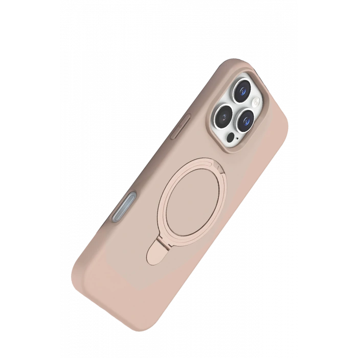 HarmonyAura Apple iPhone 16 Pro Regal Magsafe Standlı Kapak - Çöl Titanyum