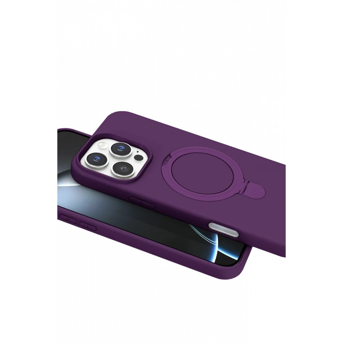 HarmonyAura Apple iPhone 16 Pro Regal Magsafe Standlı Kapak - Derin Mor