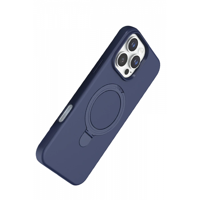 HarmonyAura Apple iPhone 16 Pro Regal Magsafe Standlı Kapak - Lacivert