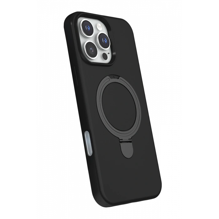 HarmonyAura Apple iPhone 16 Pro Regal Magsafe Standlı Kapak - Siyah