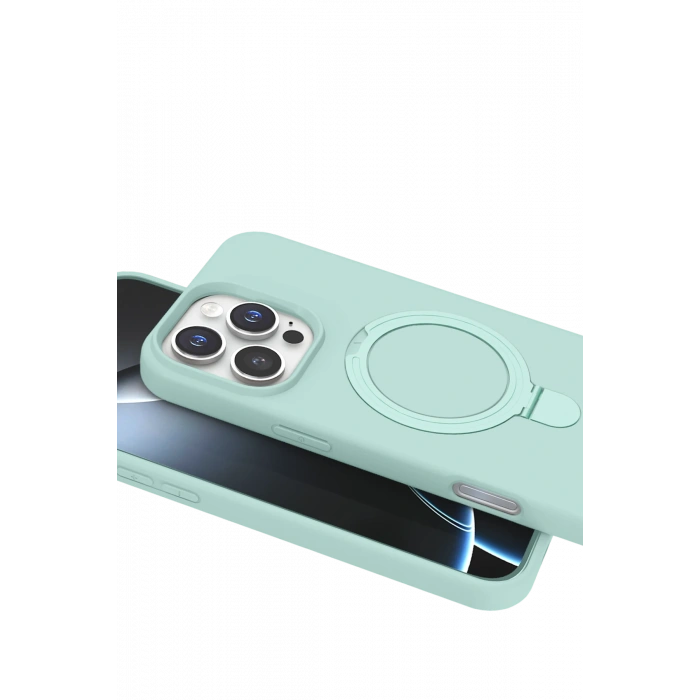 HarmonyAura Apple iPhone 16 Pro Regal Magsafe Standlı Kapak - Su Yeşili