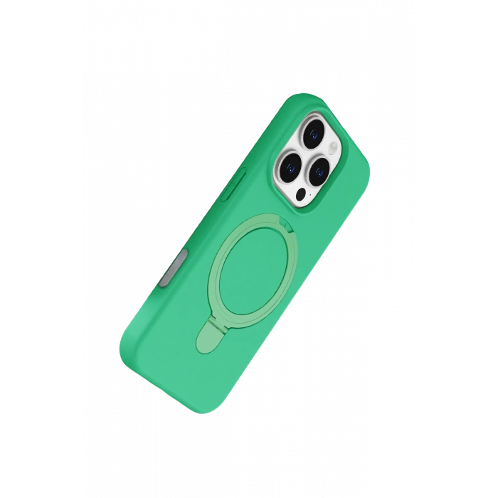 HarmonyAura Apple iPhone 16 Pro Regal Magsafe Standlı Kapak - Yeşil