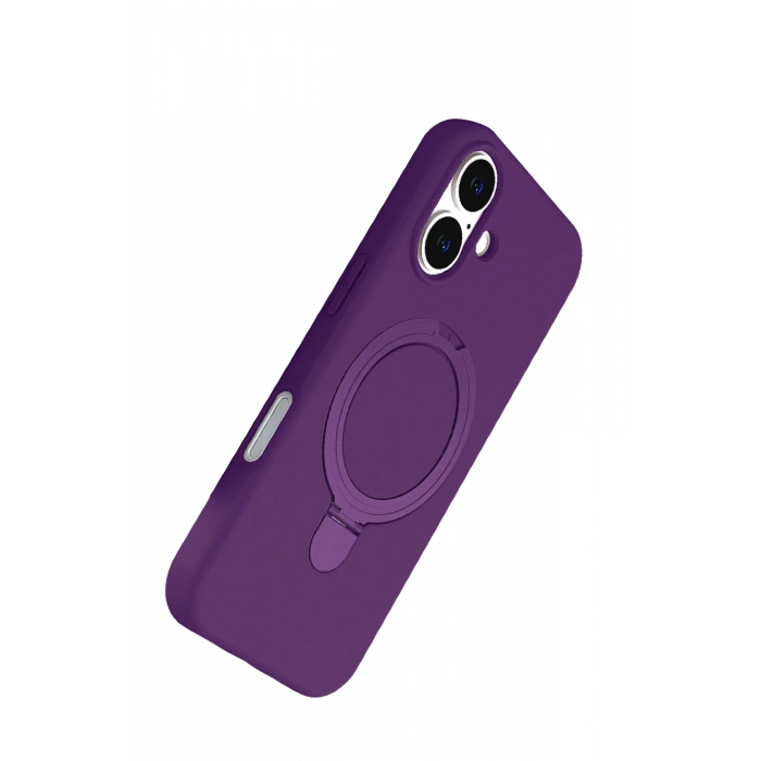 HarmonyAura Apple iPhone 16 Regal Magsafe Standlı Kapak - Derin Mor