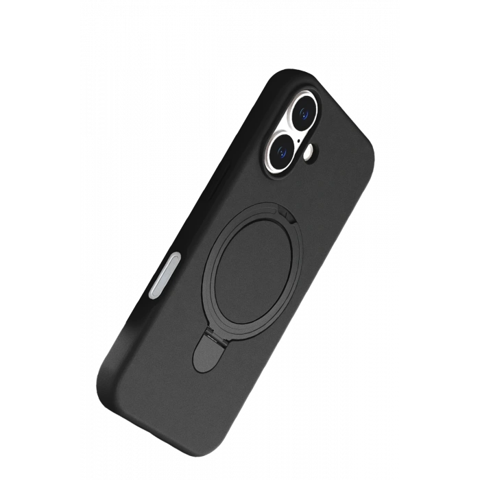 HarmonyAura Apple iPhone 16 Regal Magsafe Standlı Kapak - Siyah