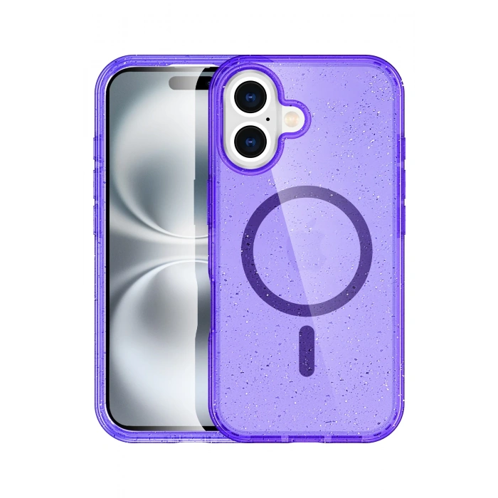 HarmonyAura Apple iPhone 16 Star Magsafe Kapak - Mor