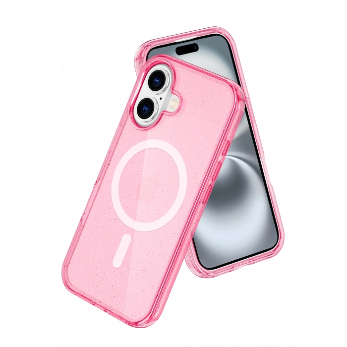 HarmonyAura Apple iPhone 16 Star Magsafe Kapak - Pembe