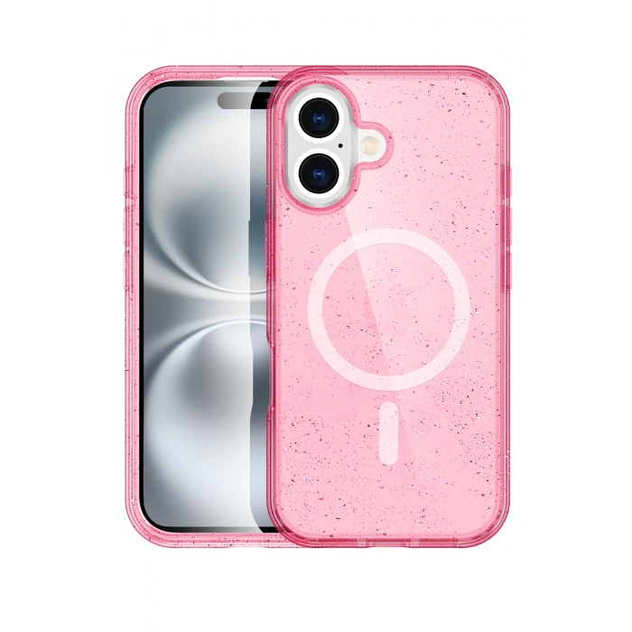 HarmonyAura Apple iPhone 16 Star Magsafe Kapak - Pembe