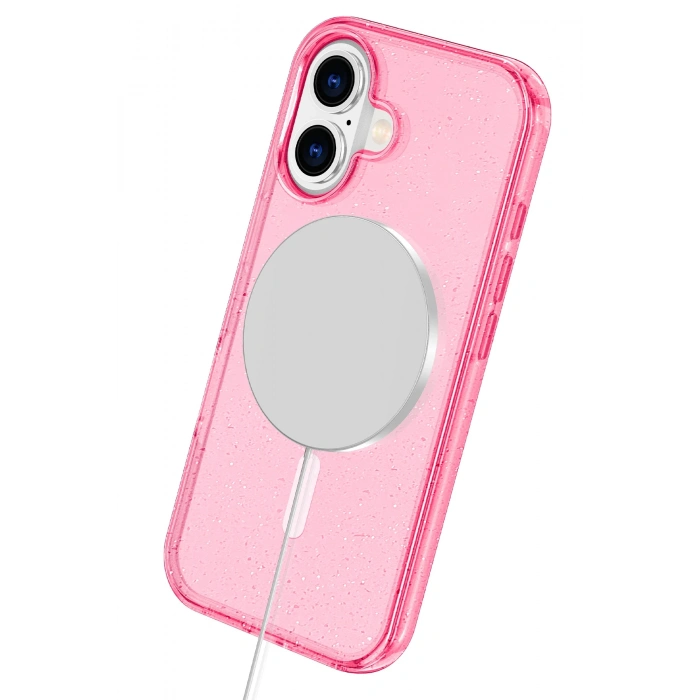 HarmonyAura Apple iPhone 16 Star Magsafe Kapak - Pembe