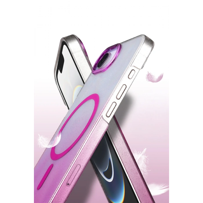 HarmonyAura Apple iPhone 16E Glossy Magsafe Kapak - Çöl Titanyum