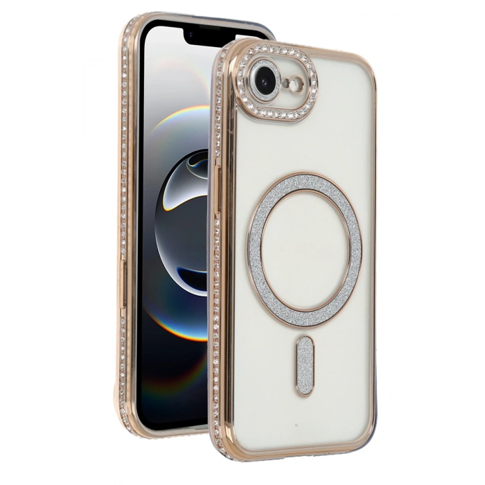 HarmonyAura Apple iPhone 16E Joke Simli Magneticsafe Kılıf - Gold