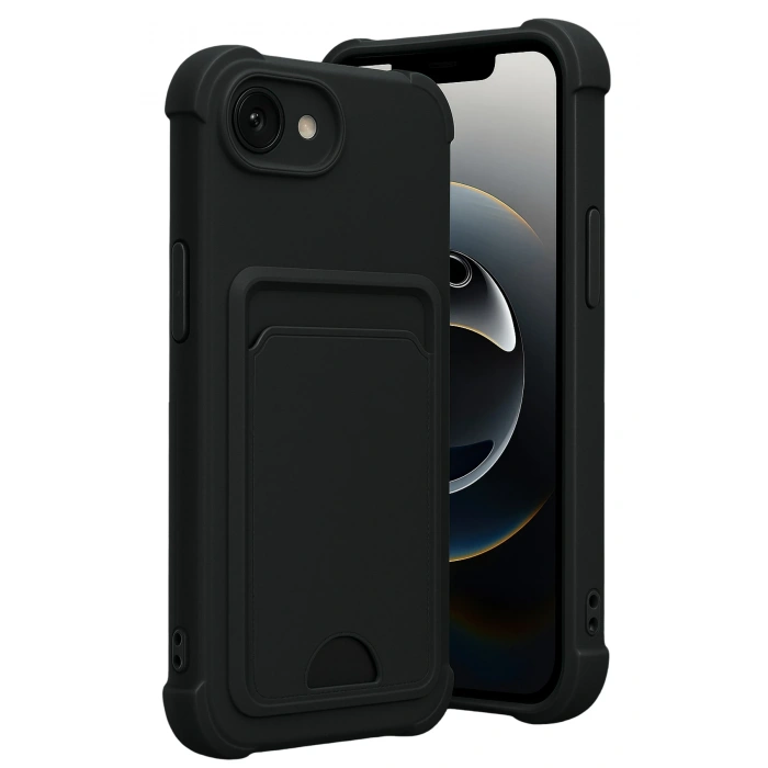 HarmonyAura Apple iPhone 16E Kelvin Kartvizitli Silikon - Siyah