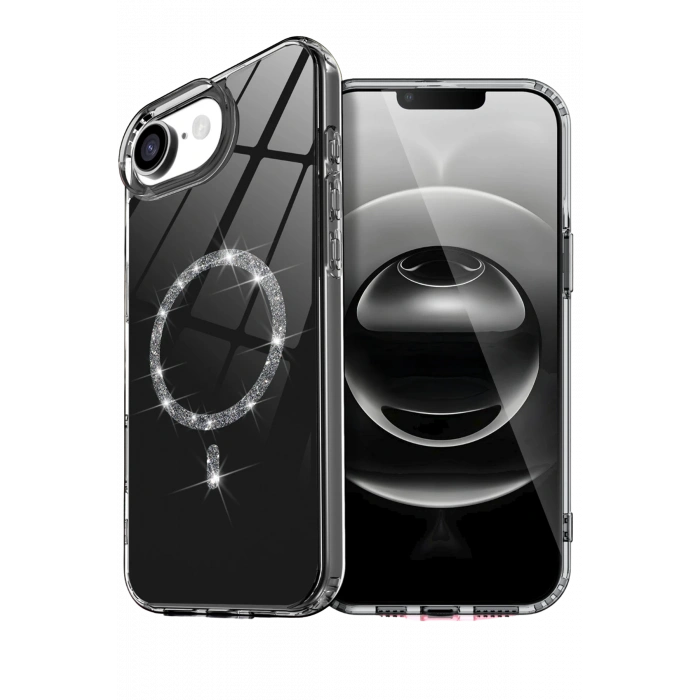 HarmonyAura Apple iPhone 16E Live Diamond Magsafe Kapak - Siyah