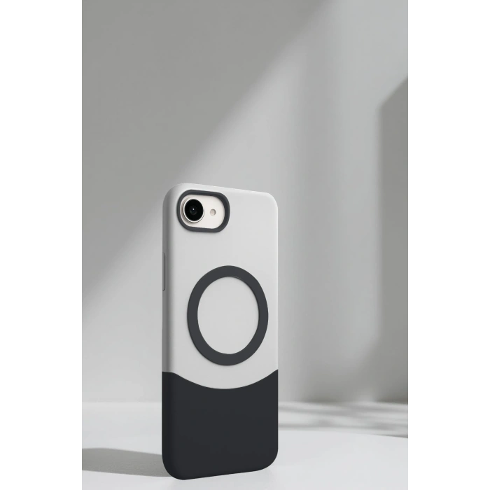 HarmonyAura Apple iPhone 16E Velar Magsafe Kapak - Natural Grey