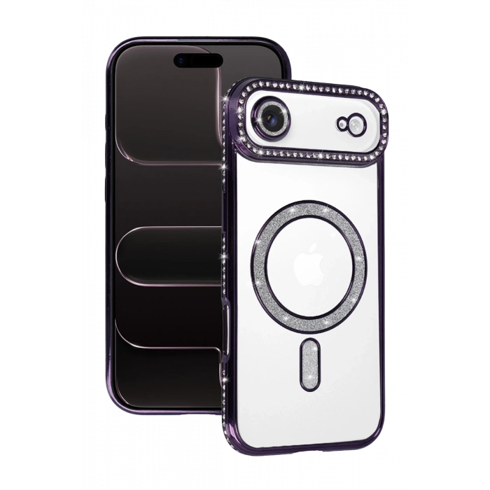 HarmonyAura Apple iPhone 17 Air Joke Simli Magneticsafe Kılıf - Derin Mor