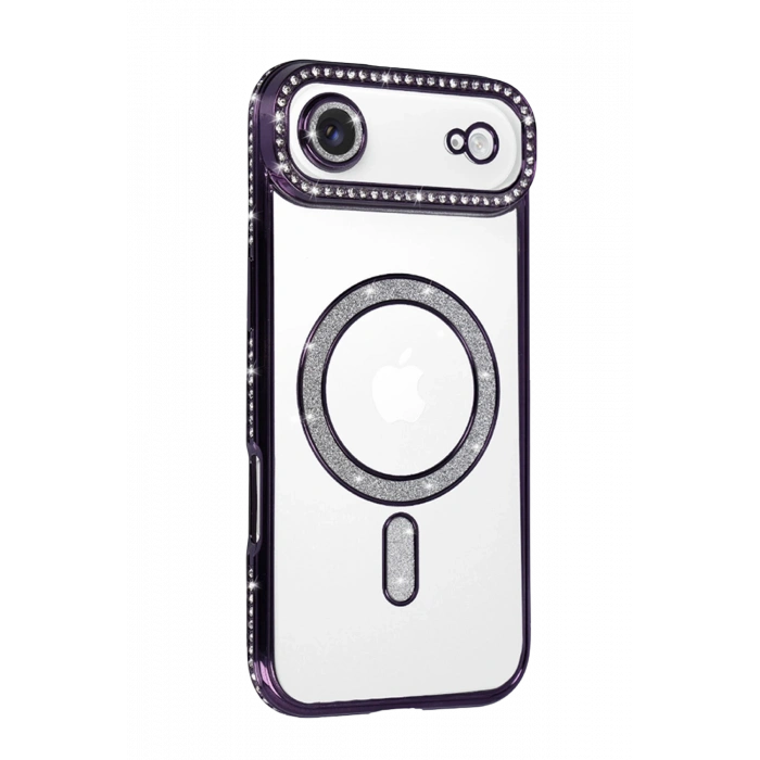 HarmonyAura Apple iPhone 17 Air Joke Simli Magneticsafe Kılıf - Derin Mor