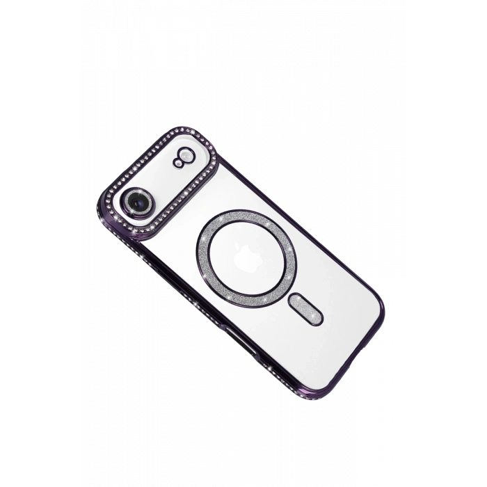 HarmonyAura Apple iPhone 17 Air Joke Simli Magneticsafe Kılıf - Derin Mor