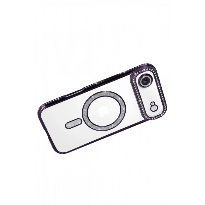 HarmonyAura Apple iPhone 17 Air Joke Simli Magneticsafe Kılıf - Derin Mor