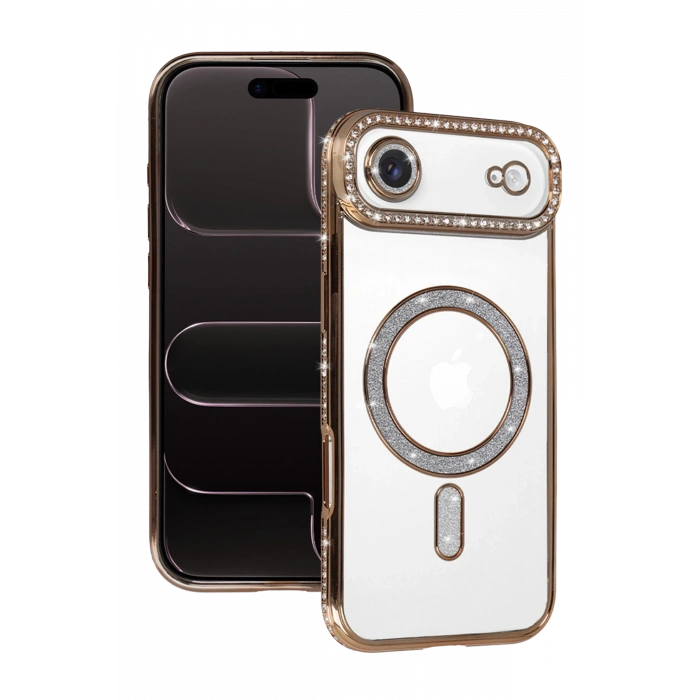 HarmonyAura Apple iPhone 17 Air Joke Simli Magneticsafe Kılıf - Gold