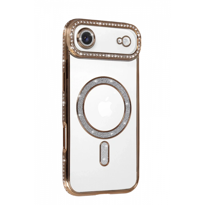 HarmonyAura Apple iPhone 17 Air Joke Simli Magneticsafe Kılıf - Gold