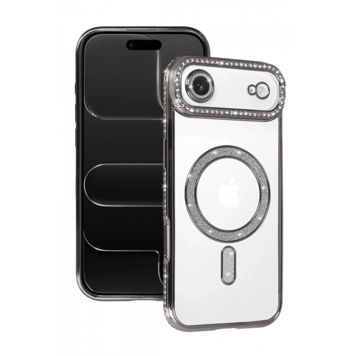 HarmonyAura Apple iPhone 17 Air Joke Simli Magneticsafe Kılıf - Gümüş