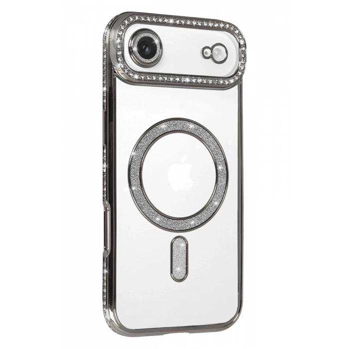 HarmonyAura Apple iPhone 17 Air Joke Simli Magneticsafe Kılıf - Gümüş