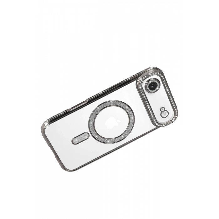 HarmonyAura Apple iPhone 17 Air Joke Simli Magneticsafe Kılıf - Gümüş