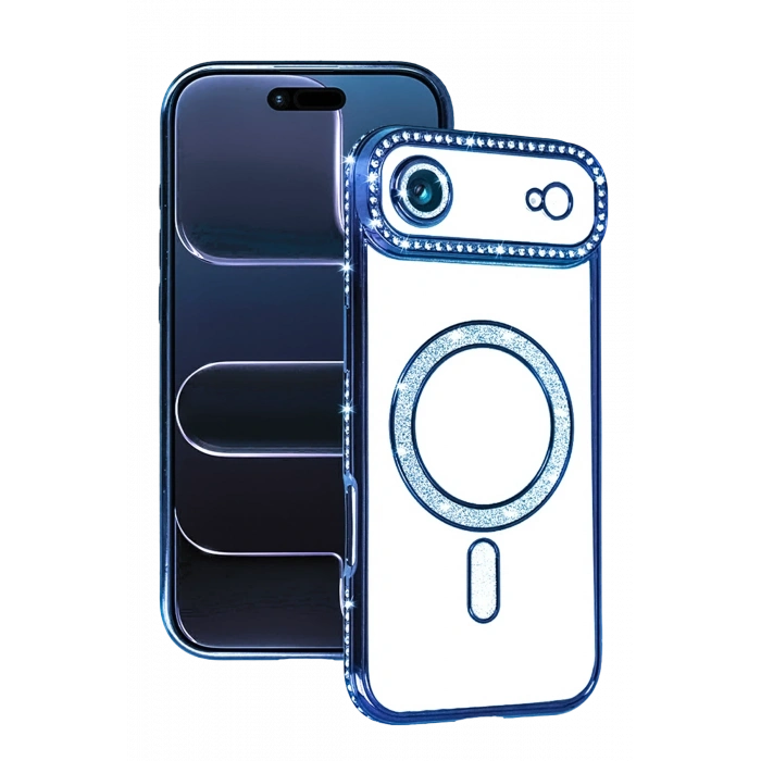 HarmonyAura Apple iPhone 17 Air Joke Simli Magneticsafe Kılıf - Mavi