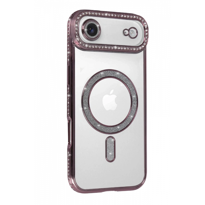 HarmonyAura Apple iPhone 17 Air Joke Simli Magneticsafe Kılıf - Pembe