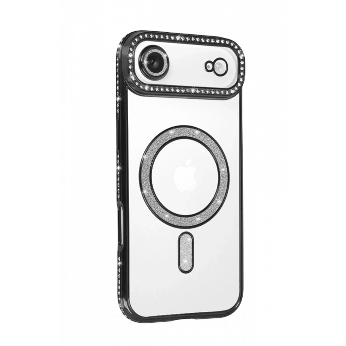 HarmonyAura Apple iPhone 17 Air Joke Simli Magneticsafe Kılıf - Siyah