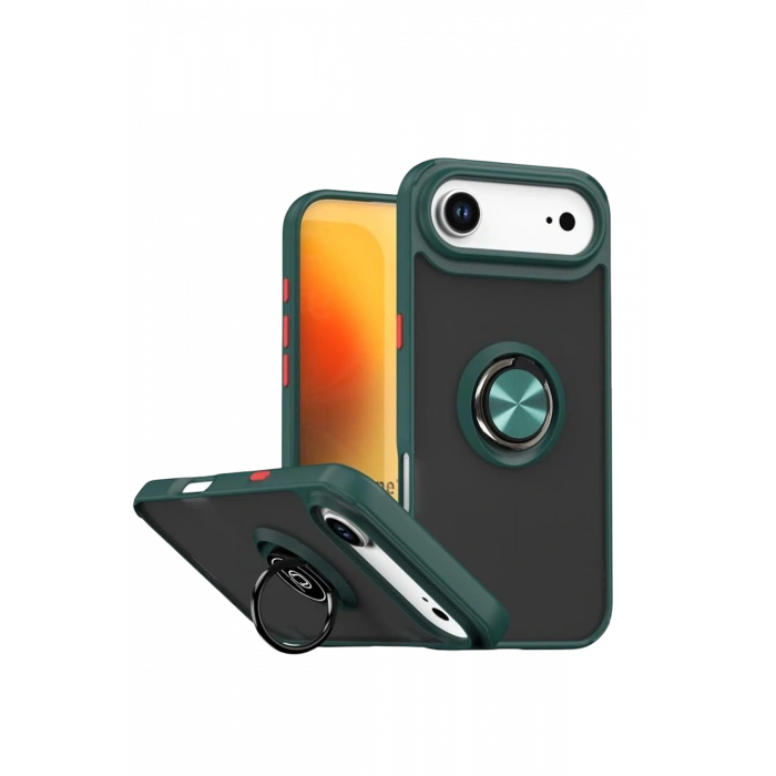 HarmonyAura Apple iPhone 17 Air Montreal Yüzüklü Silikon Kapak - Yeşil