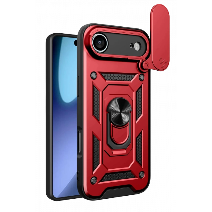 HarmonyAura Apple iPhone 17 Air Pars Lens Yüzüklü Silikon - Kırmızı