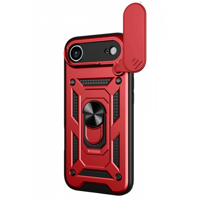 HarmonyAura Apple iPhone 17 Air Pars Lens Yüzüklü Silikon - Kırmızı