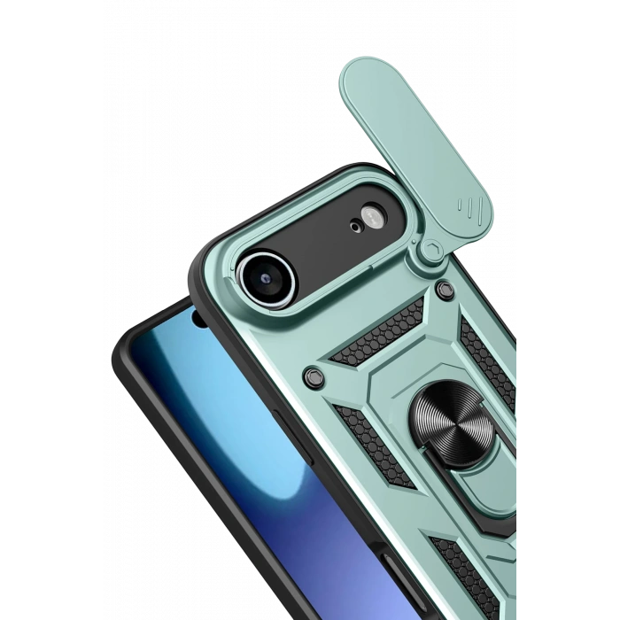 HarmonyAura Apple iPhone 17 Air Pars Lens Yüzüklü Silikon - Yeşil