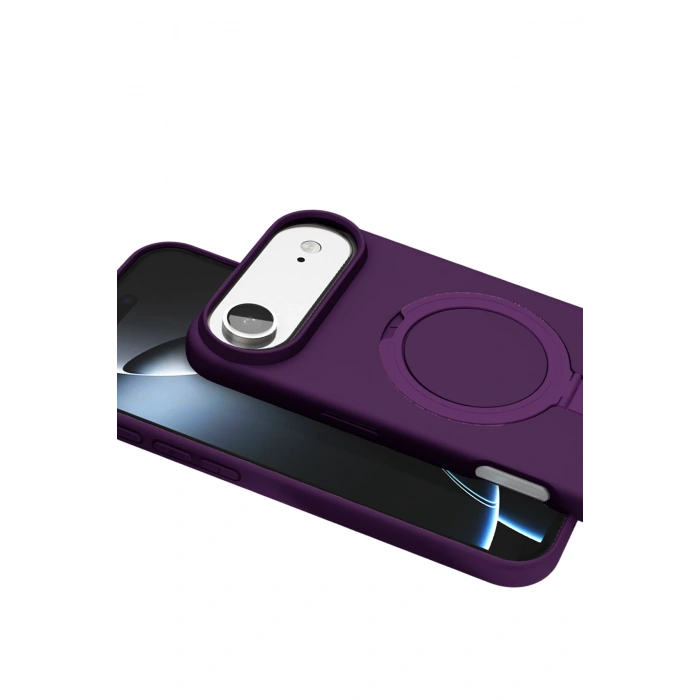 HarmonyAura Apple iPhone 17 Air Regal Magsafe Standlı Kapak - Derin Mor