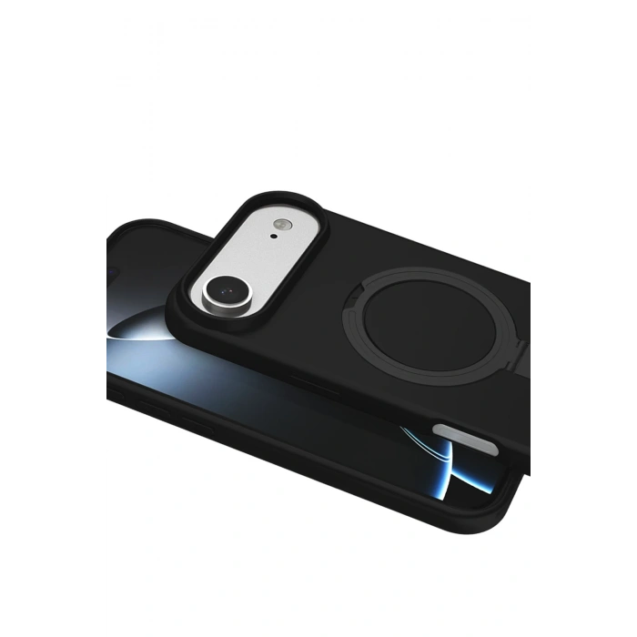 HarmonyAura Apple iPhone 17 Air Regal Magsafe Standlı Kapak - Siyah