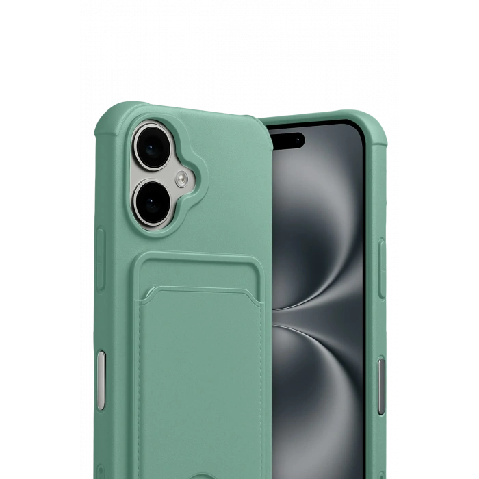 HarmonyAura Apple iPhone 17 Kelvin Kartvizitli Silikon - Açık Yeşil